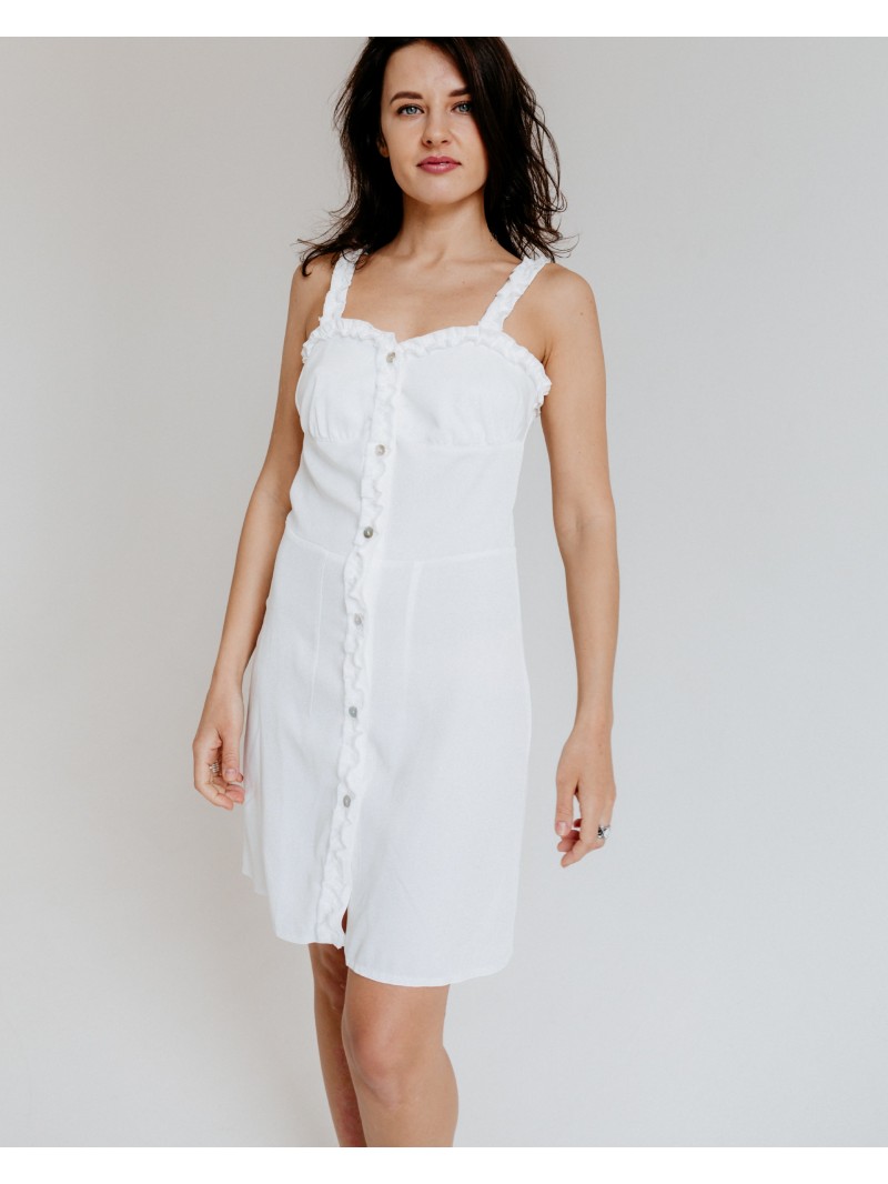 Літня сукня міні з рюшами, біла