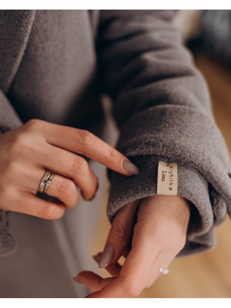 Жіноче пальто максі зі шлейками 2 ґудзика, сіре