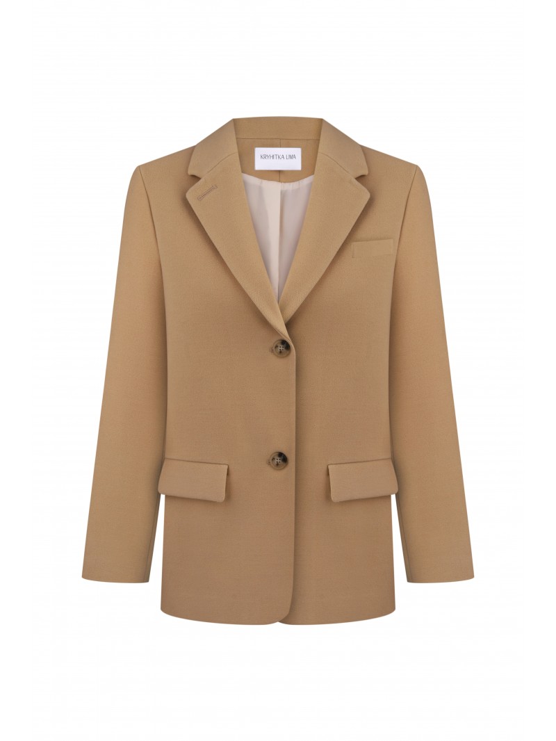 Однобортний жакет, бежевий
