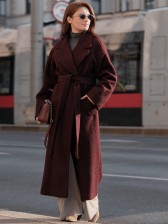 Двобортне довге пальто вільного крою, бордо
