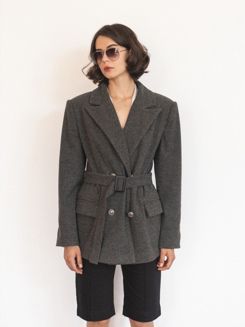 Двобортний жакет, сіра ялинка