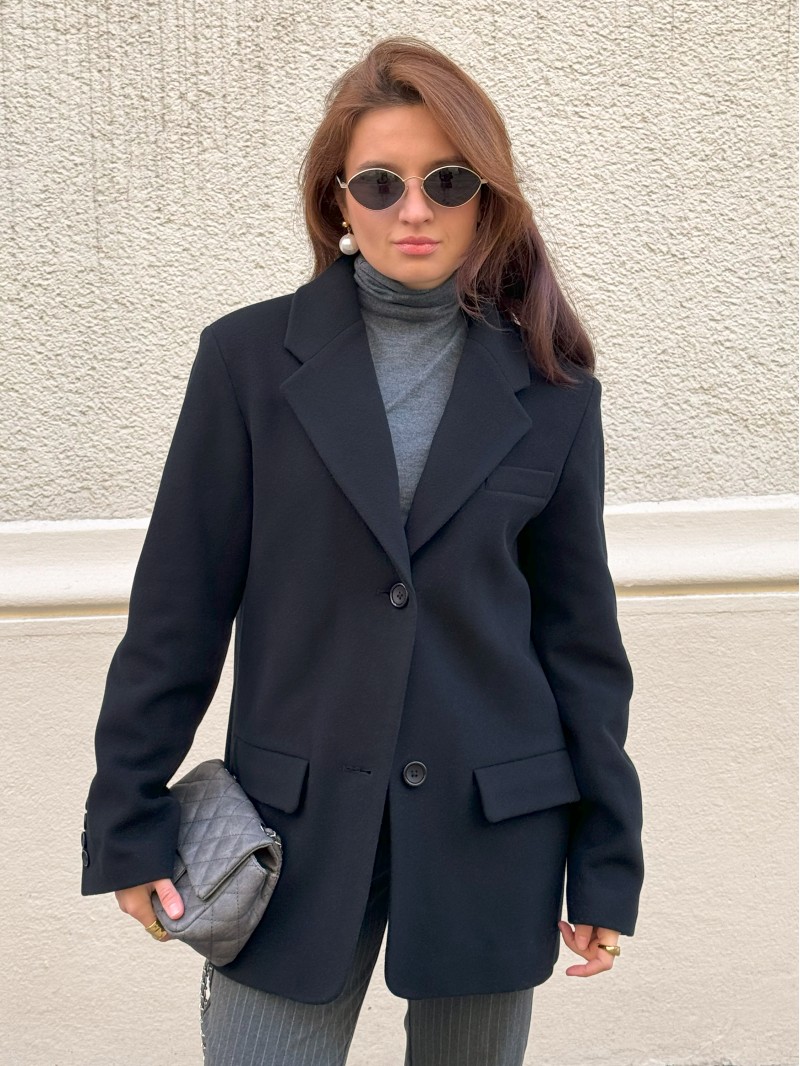 Однобортний жакет, чорний