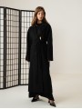 Довге пальто з цільнокроєним рукавом на ґудзиках, чорний