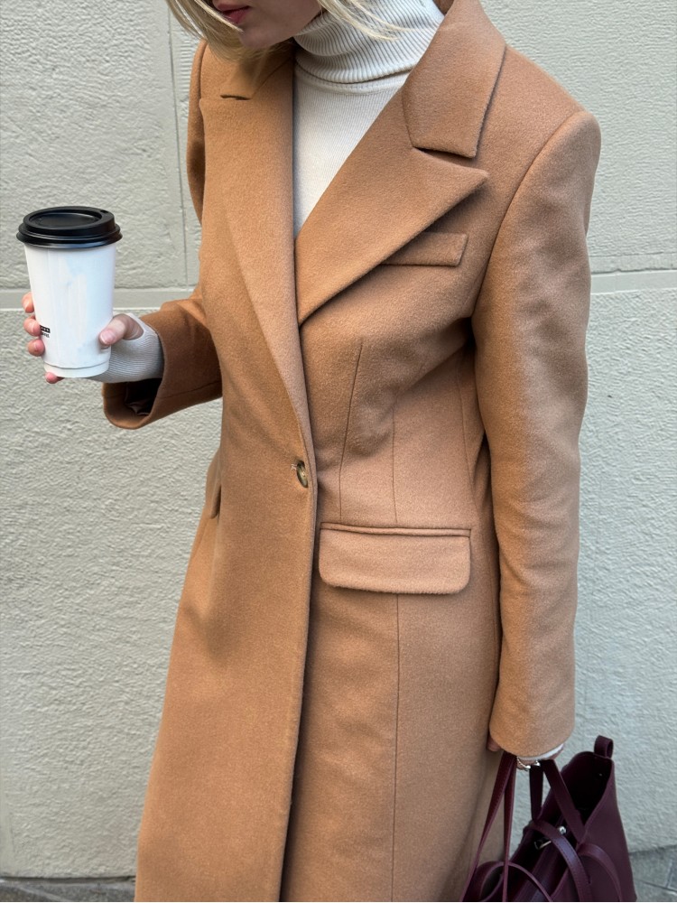 Приталене пальто "Queen" , бежевий Приталене пальто "Queen" , бежевий