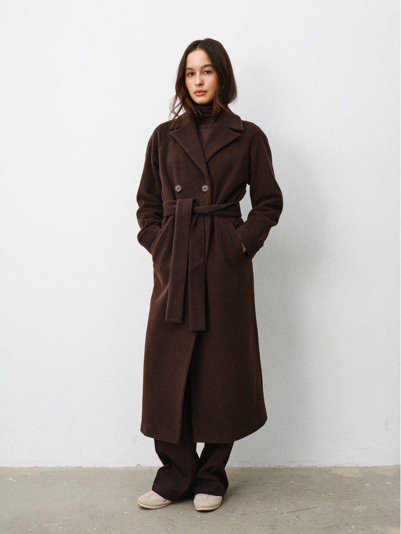Пальто максі, шоколад