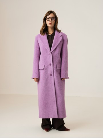 Довге пальто з чоловічого плеча, ліловий Довге пальто з чоловічого плеча, ліловий