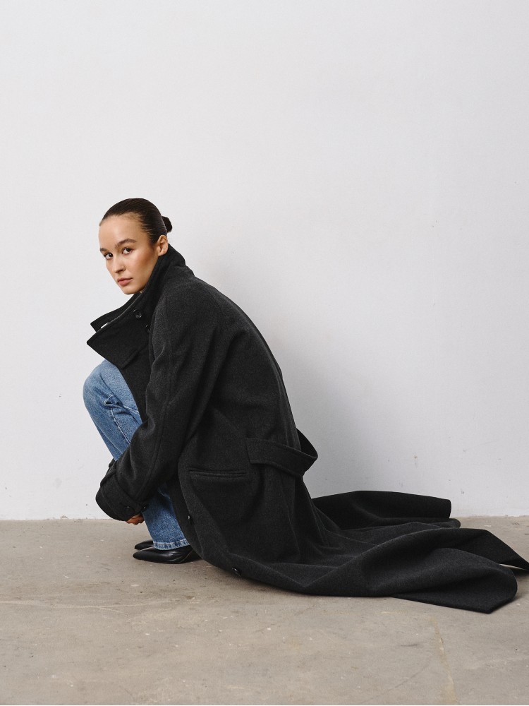 Пальто з високим коміром, графіт Пальто з високим коміром, графіт