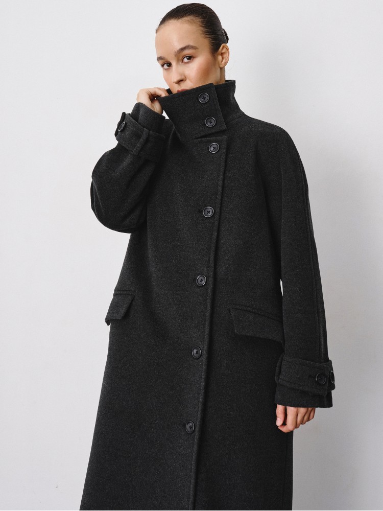 Пальто з високим коміром, графіт Пальто з високим коміром, графіт