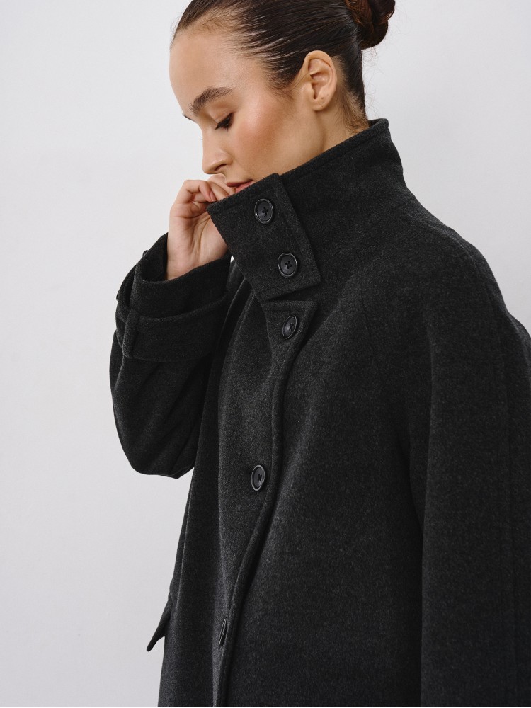 Пальто з високим коміром, графіт Пальто з високим коміром, графіт