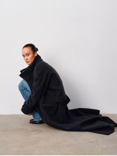 Пальто з високим коміром, холодний графіт