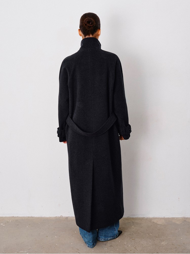 Пальто з високим коміром, холодний графіт