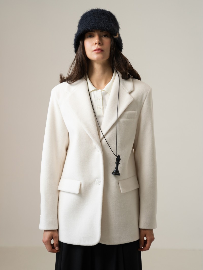 Однобортний жакет, молочний