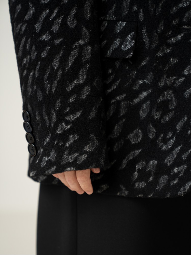 Однобортний жакет, чорний леопард