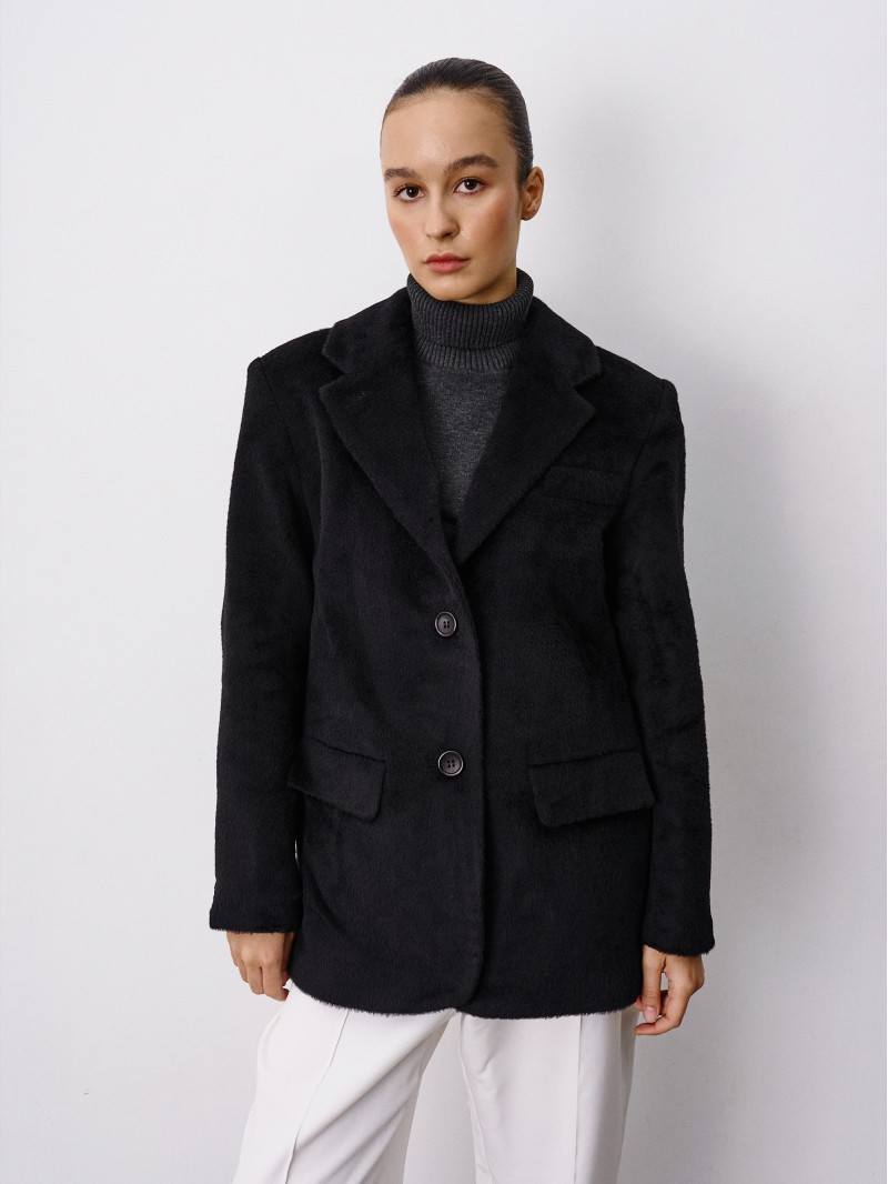 Однобортнe пальто-жакет, чорний