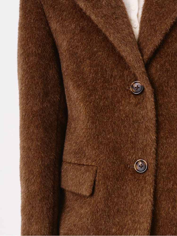 Однобортнe пальто-жакет, Коричневий Однобортнe пальто-жакет, Коричневий