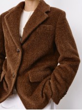 Однобортнe пальто-жакет, Коричневий