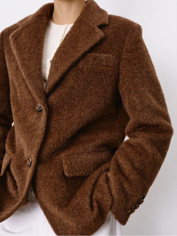 Однобортнe пальто-жакет, Коричневий Однобортнe пальто-жакет, Коричневий