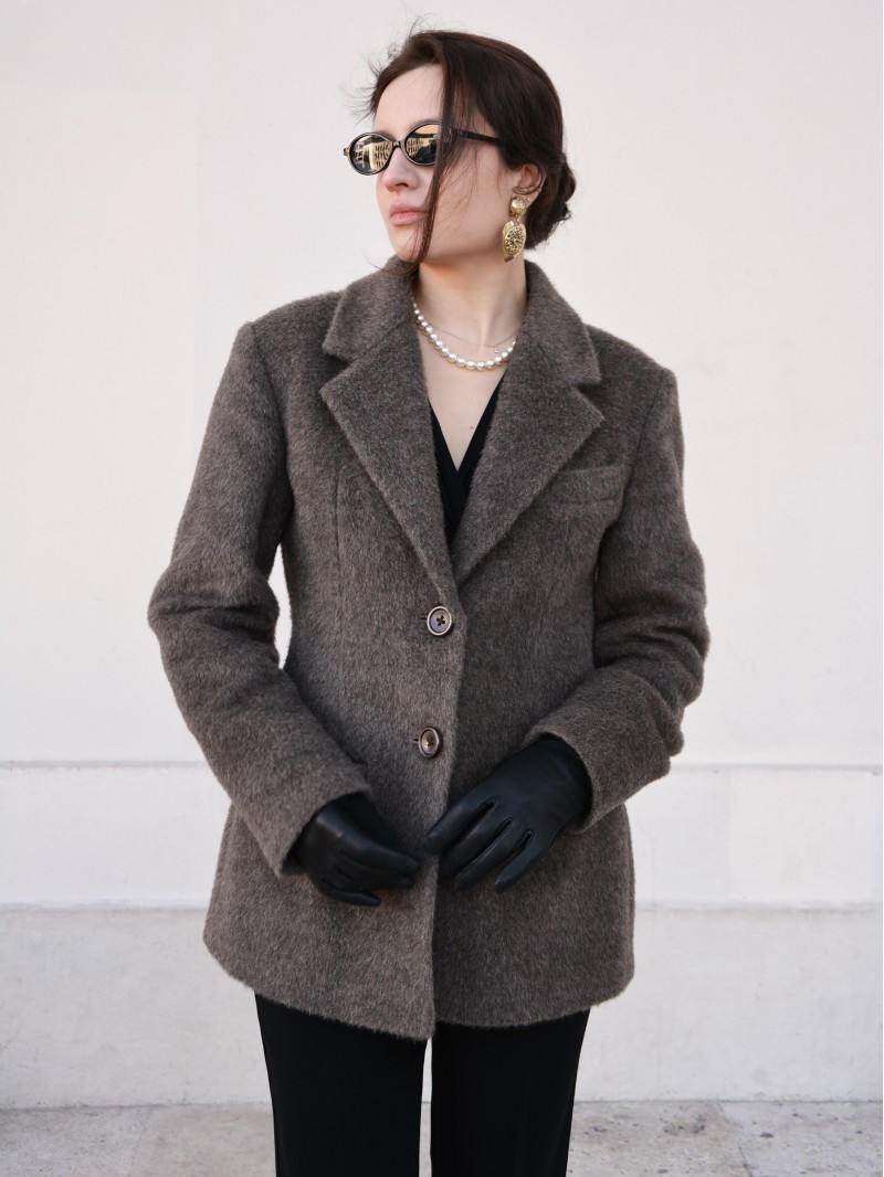 Пальто - жакет приталений, мокко