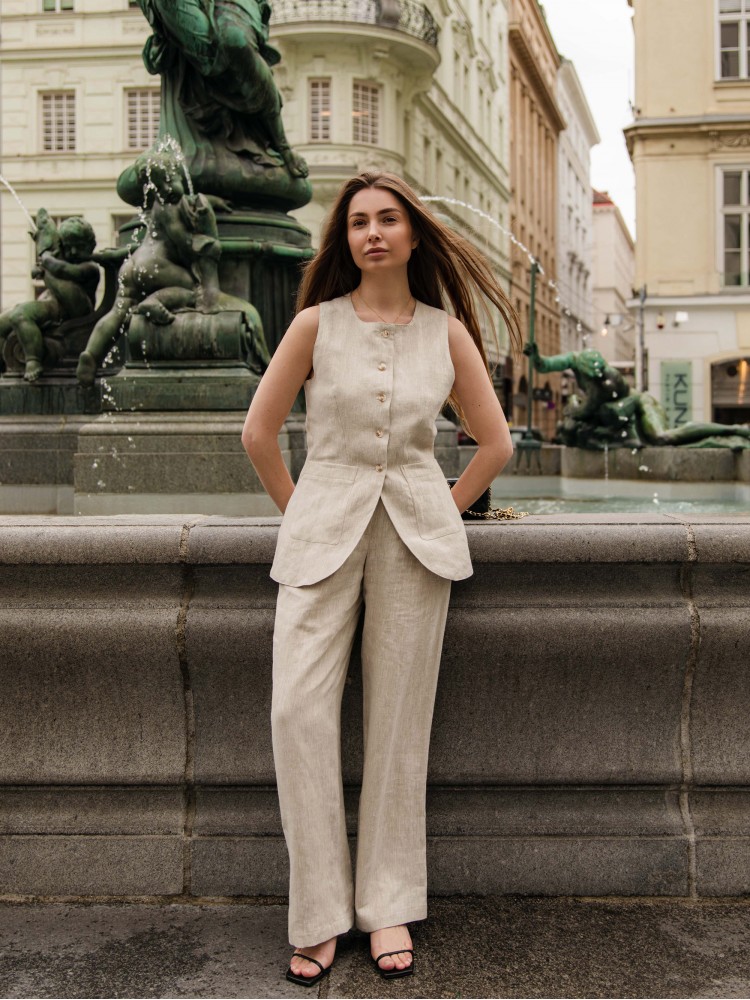 Бежева жилетка з льону CHELIE