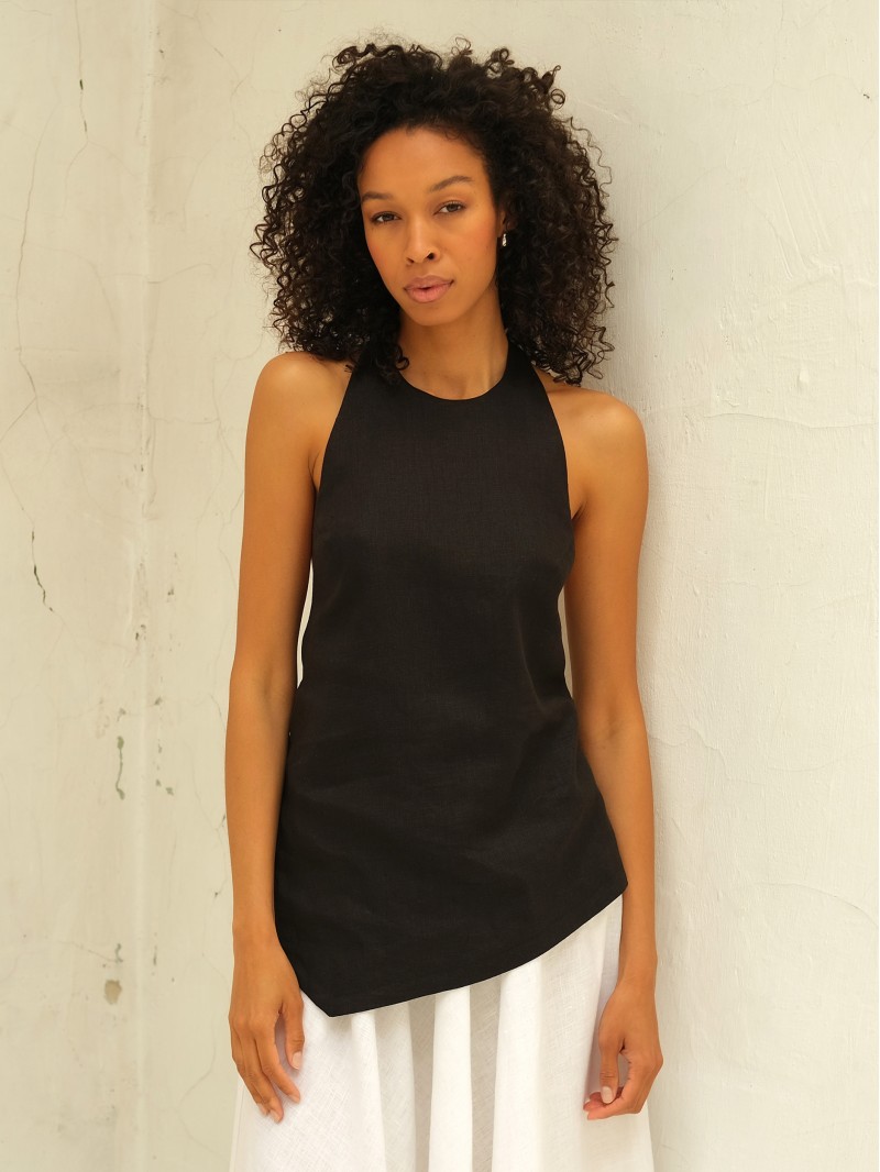 Лляний топ, чорний