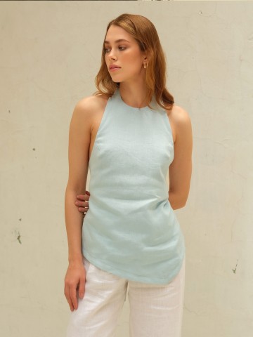 Лляний топ, блакитний Лляний топ, блакитний