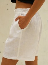 Білі лляні шорти у стилі бермуд CHELIE