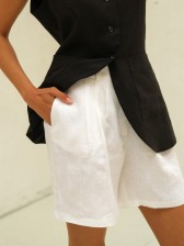 Білі лляні шорти у стилі бермуд CHELIE