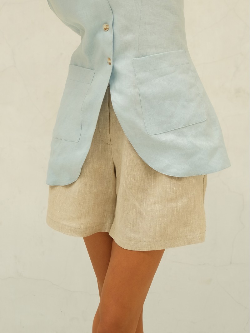 Лляні шорти бермуди, бежеві