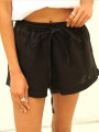 Чорні лляні шорти з кишенями CHELIE