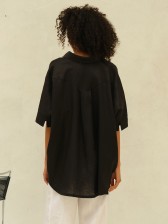 Чорна лляна сорочка оверсайз CHELIE