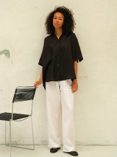 Чорна лляна сорочка оверсайз CHELIE