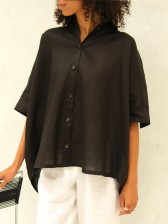 Чорна лляна сорочка оверсайз CHELIE