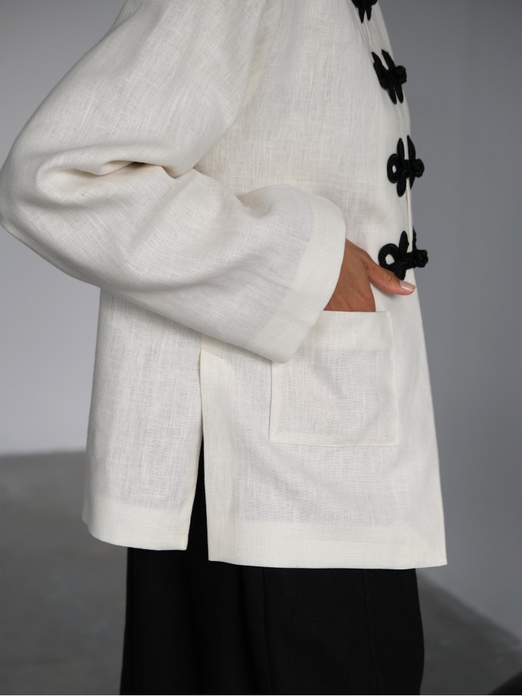 Жакет в азійському стилі — молочний