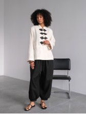 Жакет в азійському стилі — молочний