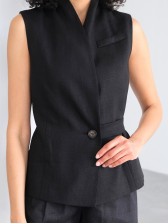 Лляний жилет з шалевим коміром, чорний