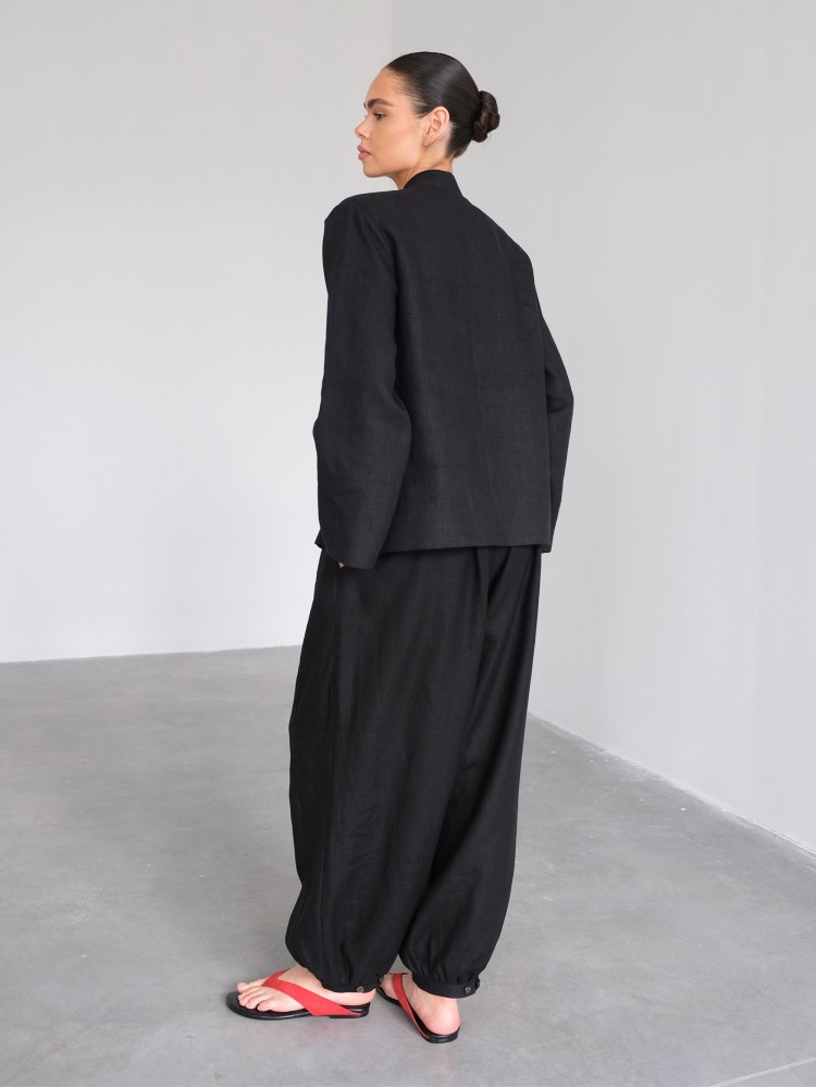 Лляні штани балони, чорні