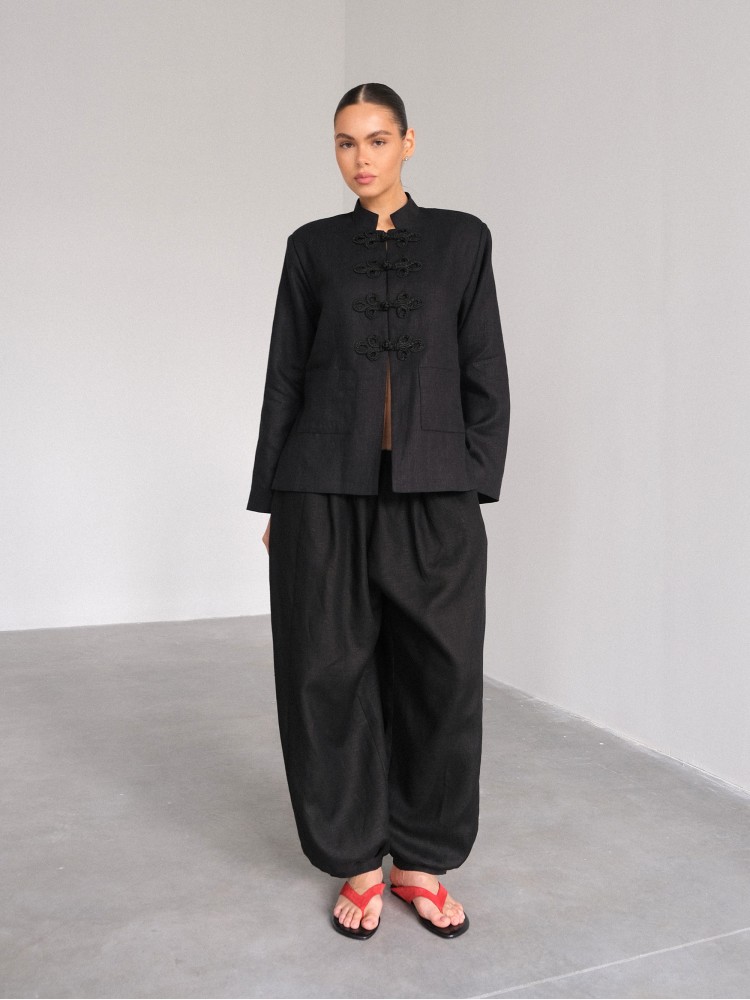 Лляні штани балони, чорні