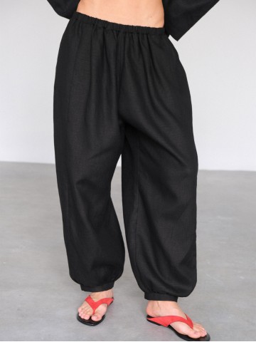 Лляні штани балони, чорні