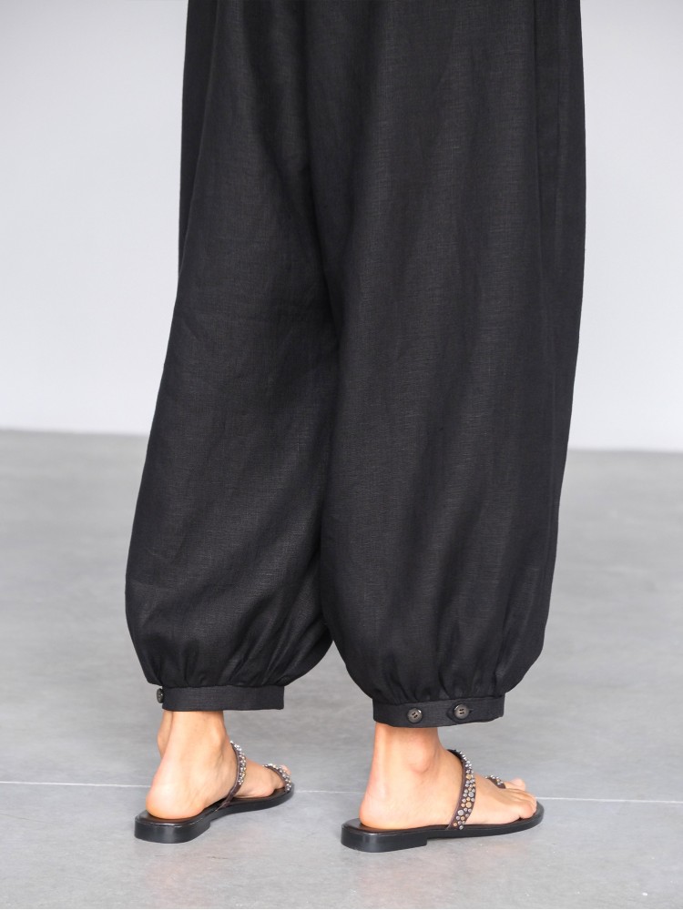 Лляні штани балони, чорні