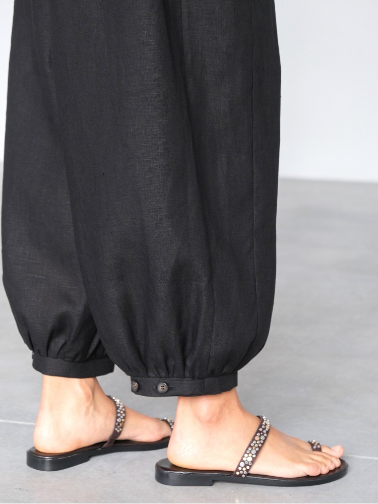 Лляні штани балони, чорні