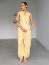 Лляні штани балони, жовті