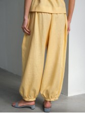 Лляні штани балони, жовті