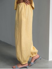 Лляні штани балони, жовті