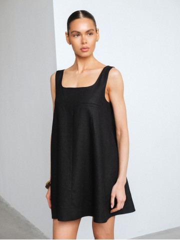 Лляна міні-сукня, чорна