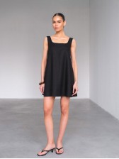 Лляна міні-сукня, чорна