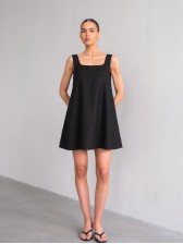 Лляна міні-сукня, чорна