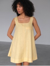 Лляна міні-сукня, жовта