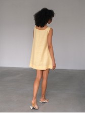 Лляна міні-сукня, жовта