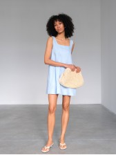 Лляна міні-сукня, блакитна