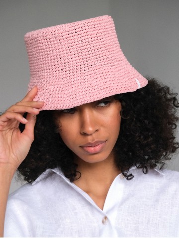Панама з рафії, рожева